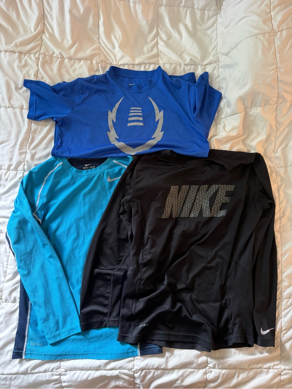 Nike Kids Short-Sleeve & Long-Sleeve Active Tees - Blue, Light Blue & Black